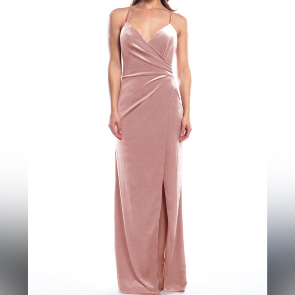 Reverly Rory Rose Gold Velvet Prom Bridesmaid Wedding Formal Events maxi Dress 4
